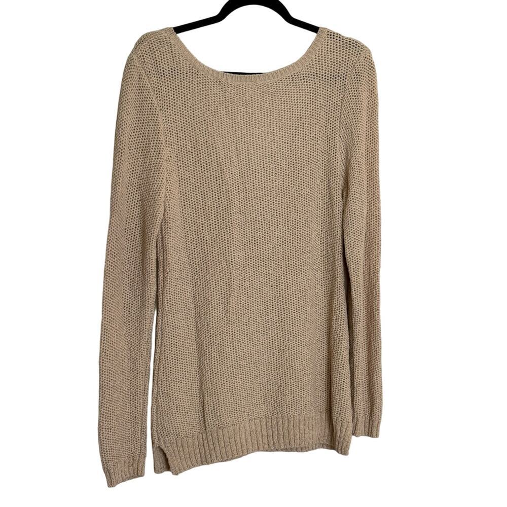 Boston Proper Cotton Knit V-Neck Sweater Tan Size M — image 2 of 5